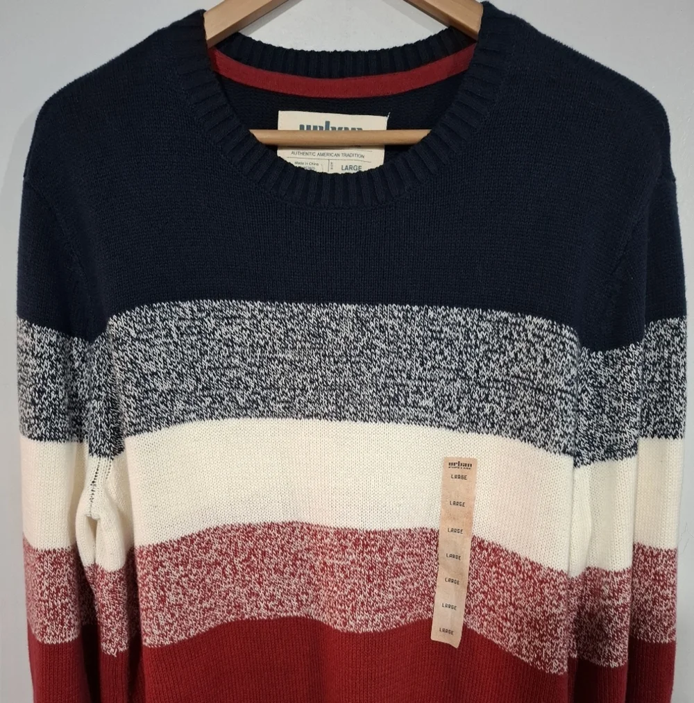 Urban Pipeline Sweater Mens Large Block Color Striped Retro 90s Style Preppy
